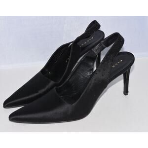 Richard Tyler Black Satin Embellished Slingback Pumps Size 8.5N